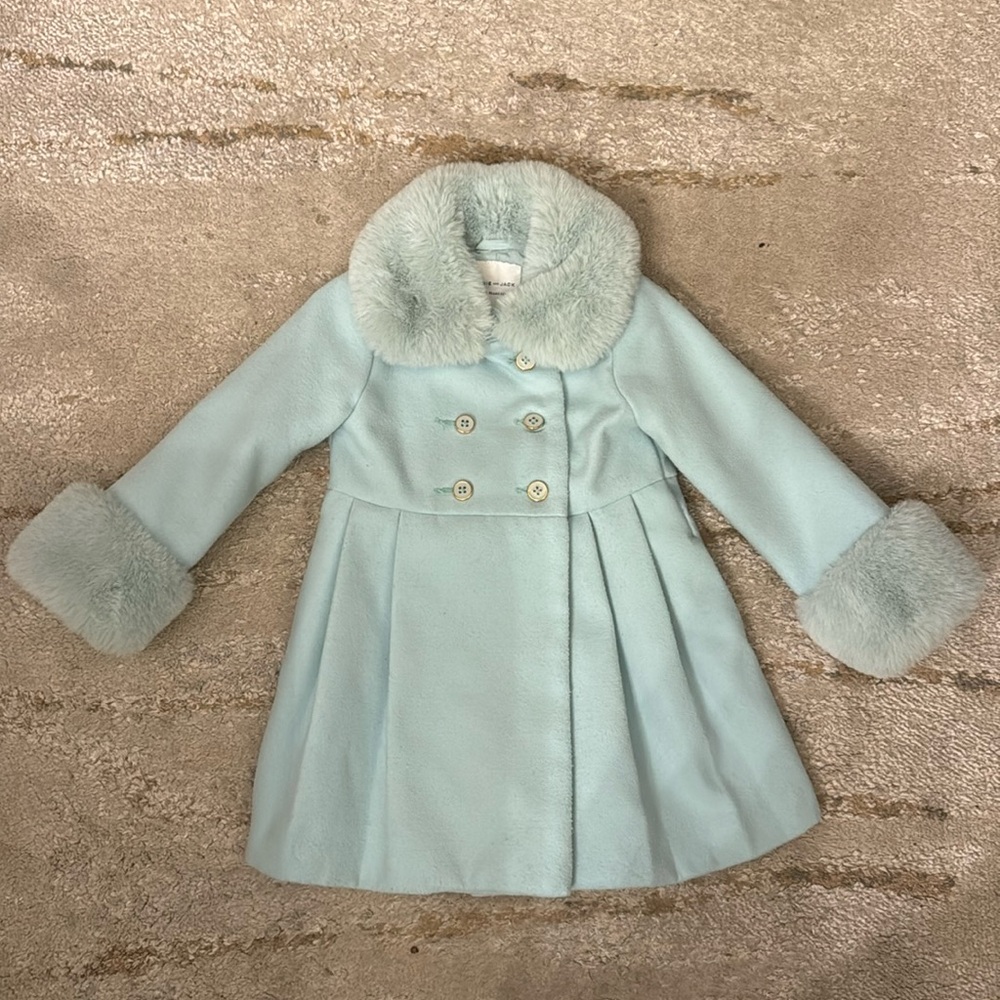Janie and Jack Light Blue Fur-Trimmed Coat